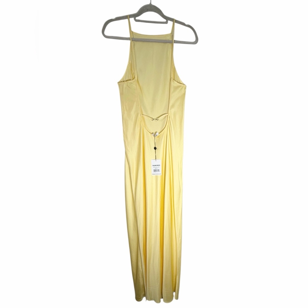 Rumored Yellow Banana Mirielle Backless Silky Formal Prom Maxi Dress - Picture 6 of 13
